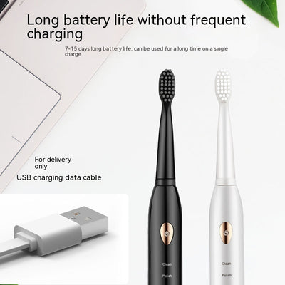 Four black soft-bristle replacement toothbrush heads for an automatic ultrasonic wave toothbrush. - Image 17