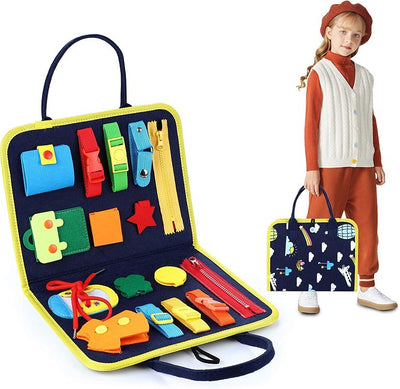 Tablero Educativo Sensorial con Actividades de Abotonado y Vestimenta para Bebés - Image 47