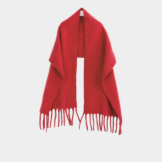 Chal Blanco y Rojo Cálido para el Cuello - Color Sólido Elegante - Image 34