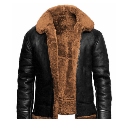 Chaqueta de Cuero Invernal para Hombre con Solapa y Forro de Piel - Image 8