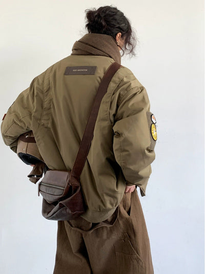 Chaqueta Piloto Acolchada Suelta Estilo Retro para Hombre - Image 11