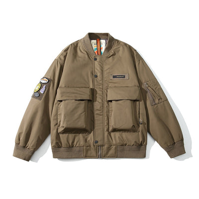 Chaqueta Piloto Acolchada Suelta Estilo Retro para Hombre - Image 13