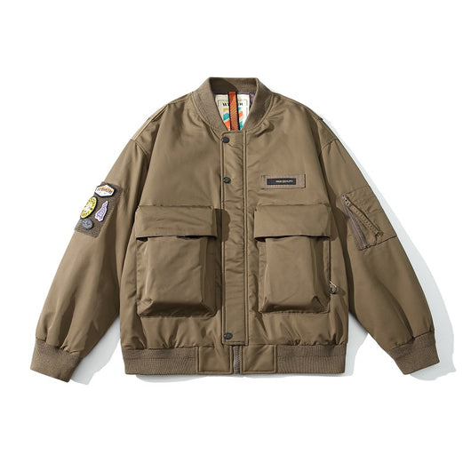 Chaqueta Piloto Acolchada Suelta Estilo Retro para Hombre - Image 13