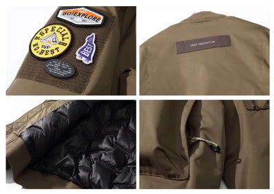 Chaqueta Piloto Acolchada Suelta Estilo Retro para Hombre - Image 15