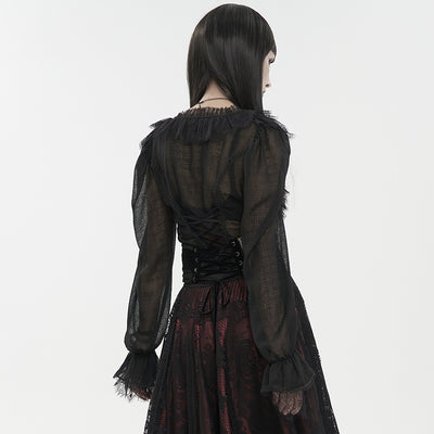Blusa Gótica Punk con Encaje y Cordones para Mujer - Image 9