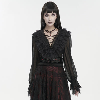 Blusa Gótica Punk con Encaje y Cordones para Mujer - Image 10