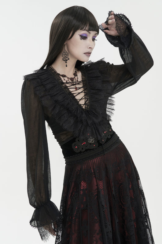 Blusa Gótica Punk con Encaje y Cordones para Mujer - Image 15