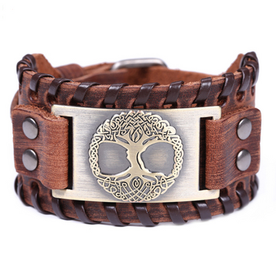 Pulsera de Cuero Ancha para Hombre - Brazalete Punk con Cuerda Trenzada y Aleación - Image 6