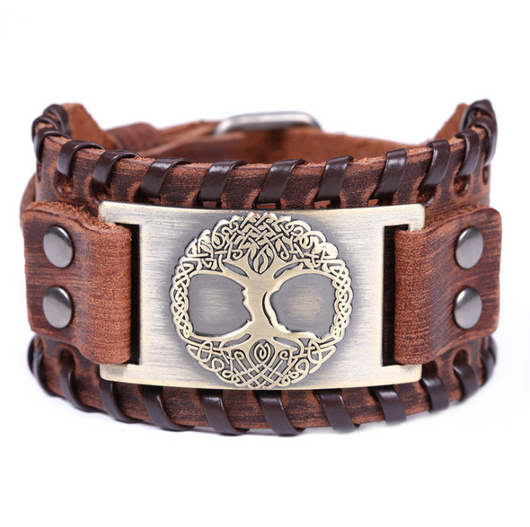 Pulsera de Cuero Ancha para Hombre - Brazalete Punk con Cuerda Trenzada y Aleación - Image 6