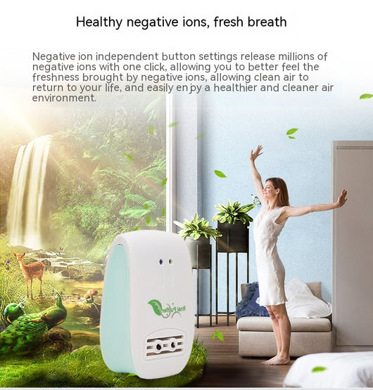 White and light blue plug-in air purifier with a leaf logo and 'Rnai Purifier' text on the front. - Image 12