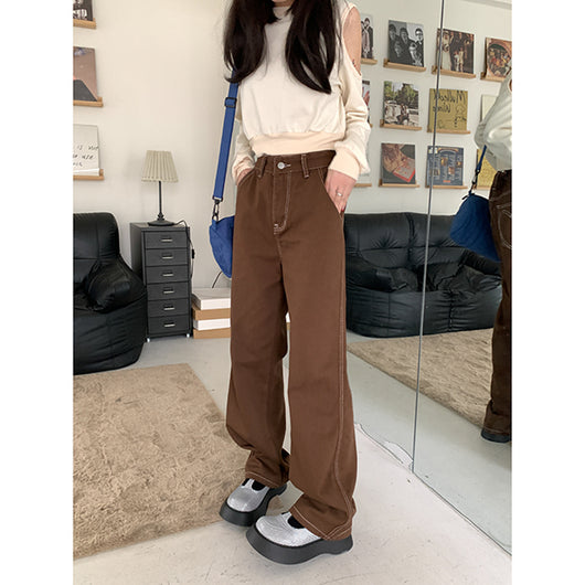 Jeans Marrones de Pierna Ancha para Otoño e Invierno - Image 17