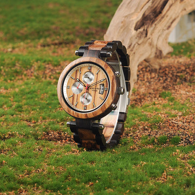 Reloj de Negocios Casual para Hombre con Textura de Madera