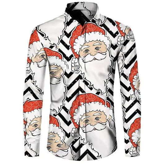 Camisa Hawaiana Navideña 3D Digital Hombre Talla Grande Casual Retro - Image 17
