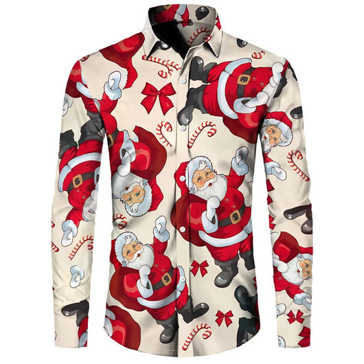 Camisa Hawaiana Navideña 3D Digital Hombre Talla Grande Casual Retro - Image 19