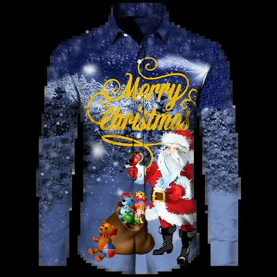 Camisa Hawaiana Navideña 3D Digital Hombre Talla Grande Casual Retro - Image 22