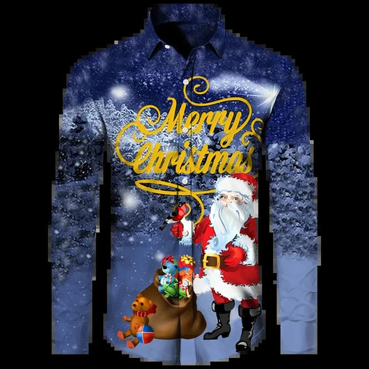 Camisa Hawaiana Navideña 3D Digital Hombre Talla Grande Casual Retro - Image 22