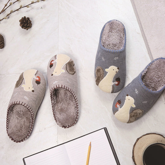 Pantuflas Plataforma Pareja con Ardilla Bordada - Antideslizantes para Interior - Image 10