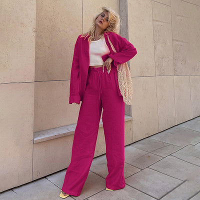 Conjunto Elegante de Camisa Manga Larga y Pantalón Casual para Mujer - Image 9