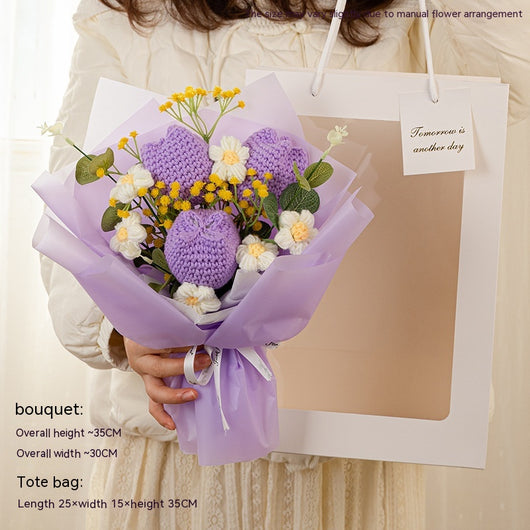 Ramo de Tulipanes Tejidos en Lana - Regalo Perfecto para Mamá, Graduación y Ocasiones Especiales - Image 17