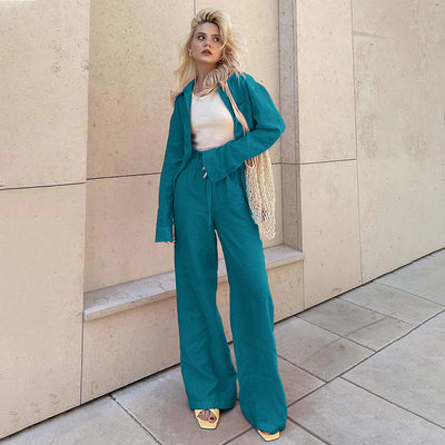 Conjunto Elegante de Camisa Manga Larga y Pantalón Casual para Mujer - Image 13