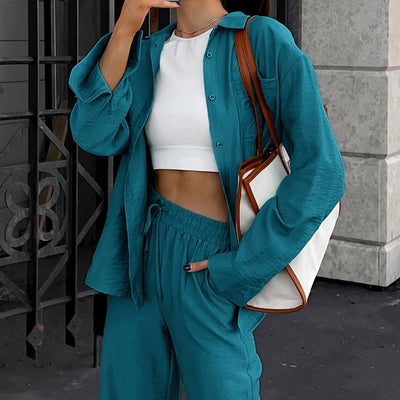 Conjunto Elegante de Camisa Manga Larga y Pantalón Casual para Mujer - Image 17