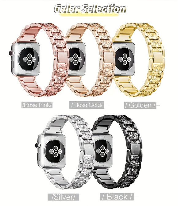 Correa de Reloj Metal con Diamantes Incrustados