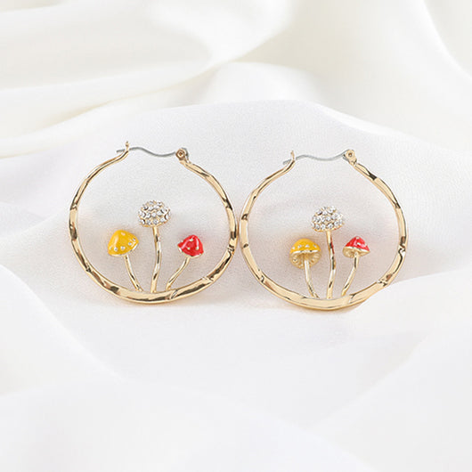 Aretes Colgantes Tres Hongos Dorados para Mujer - Diseño Trendy y Dulce - Image 37