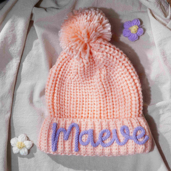 Gorro Infantil de Ganchillo Personalizado con Letras 3D - Tejido a Mano