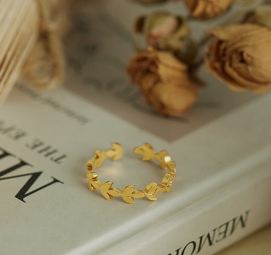 Anillo de Hoja Retro Lujo Ligero para Mujer - Image 13