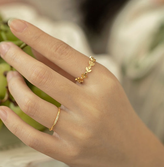 Anillo de Hoja Retro Lujo Ligero para Mujer - Image 17