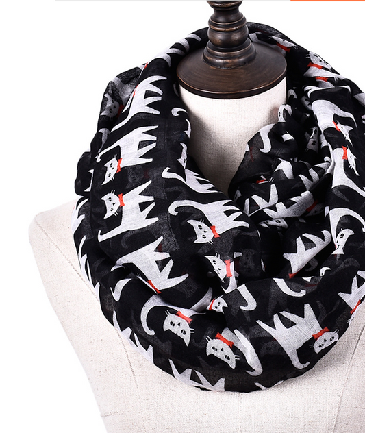 Pañuelo Cuadrado de Seda con Estampado de Gatos - Diseño Artístico Bali - Image 2