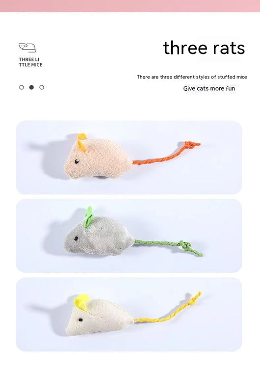 Seven colorful plush mouse cat toys with different colored bodies, ears, and tails, arranged in a circle. - Image 12