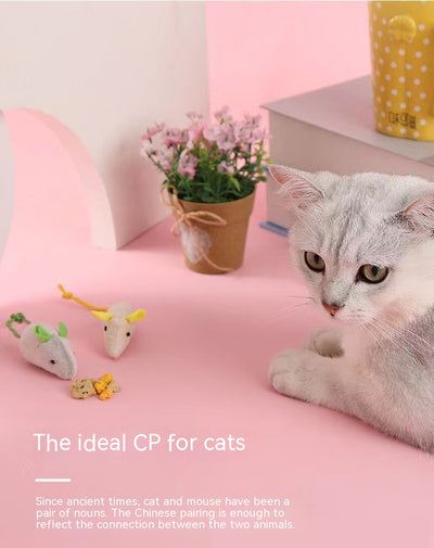 Seven colorful plush mouse cat toys with different colored bodies, ears, and tails, arranged in a circle. - Image 18