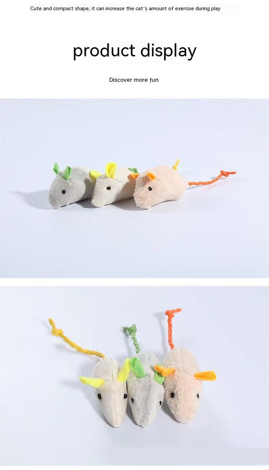 Seven colorful plush mouse cat toys with different colored bodies, ears, and tails, arranged in a circle. - Image 22