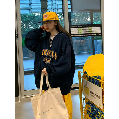 Sudadera con Capucha V-Neck Bordada de Letras para Mujer - Estilo Urbano Otoño - Image 11