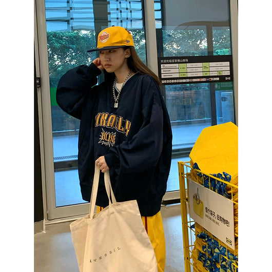 Sudadera con Capucha V-Neck Bordada de Letras para Mujer - Estilo Urbano Otoño - Image 11