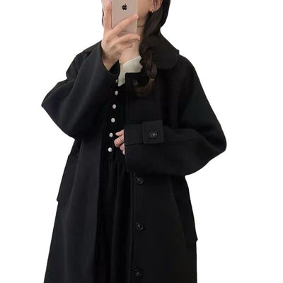 Abrigo de Lana Negra Grueso de Estilo Coreano Premium - Image 15