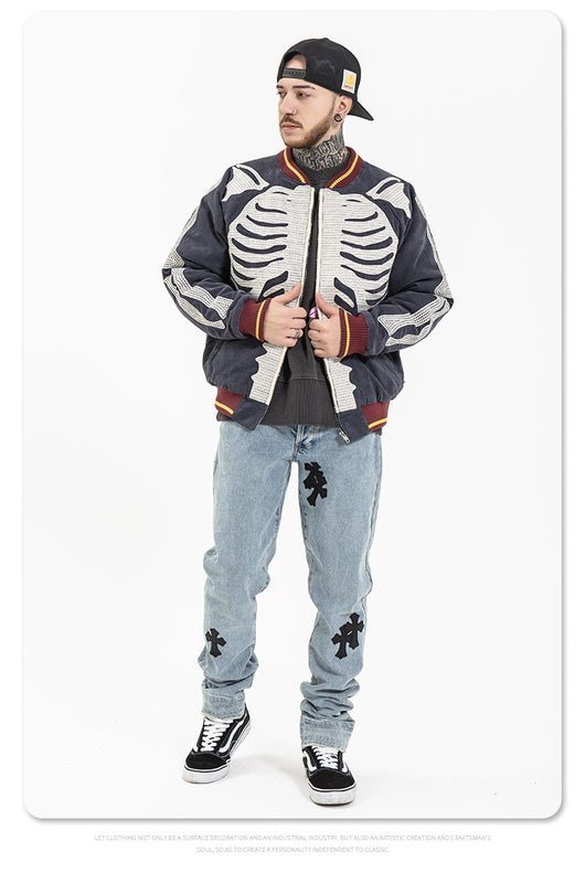 Chaqueta Retro Japonesa de Ante con Bordado de Terciopelo para Hombre - Corte Holgado - Image 12