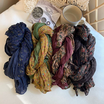 Pañuelo Vintage de Algodón y Lino con Flores Retro para Mujer - Image 31