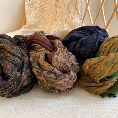 Pañuelo Vintage de Algodón y Lino con Flores Retro para Mujer - Image 32