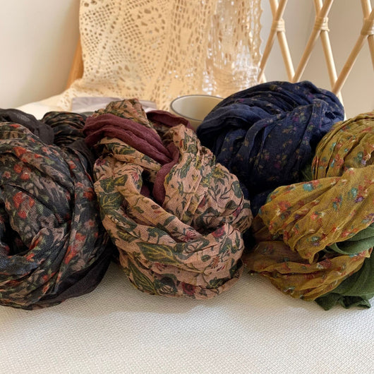 Pañuelo Vintage de Algodón y Lino con Flores Retro para Mujer - Image 32