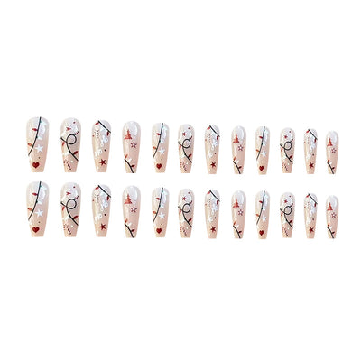 Uñas Postizas Ballet Medianas - Diseño Navideño Elegante y Puro - Image 8