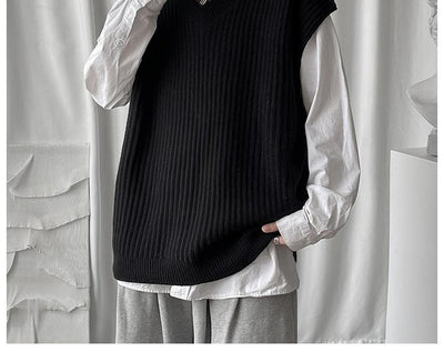 Chaleco Tejido V-neck Tallas Grandes Estilo Universitario Otoño Invierno - Image 14