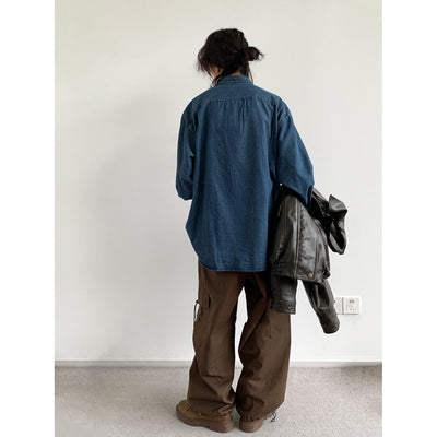Chaqueta Camisa Denim Suelta Estilo Casual para Trabajo - Image 12