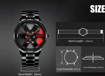 Reloj de Cuarzo Impermeable con Ruedas de Acero Inoxidable para Hombre - Image 34