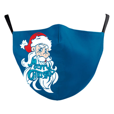 Christmas dust mask with a digital print of a black and white dog wearing a Santa hat and holding a candy cane. - Image 30