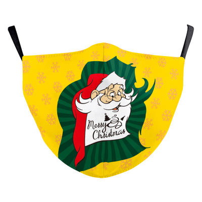 Christmas dust mask with a digital print of a black and white dog wearing a Santa hat and holding a candy cane. - Image 33