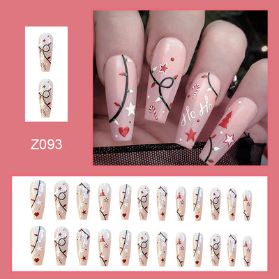 Uñas Postizas Ballet Medianas - Diseño Navideño Elegante y Puro - Image 12