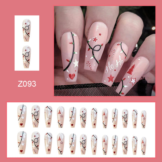 Uñas Postizas Ballet Medianas - Diseño Navideño Elegante y Puro - Image 12