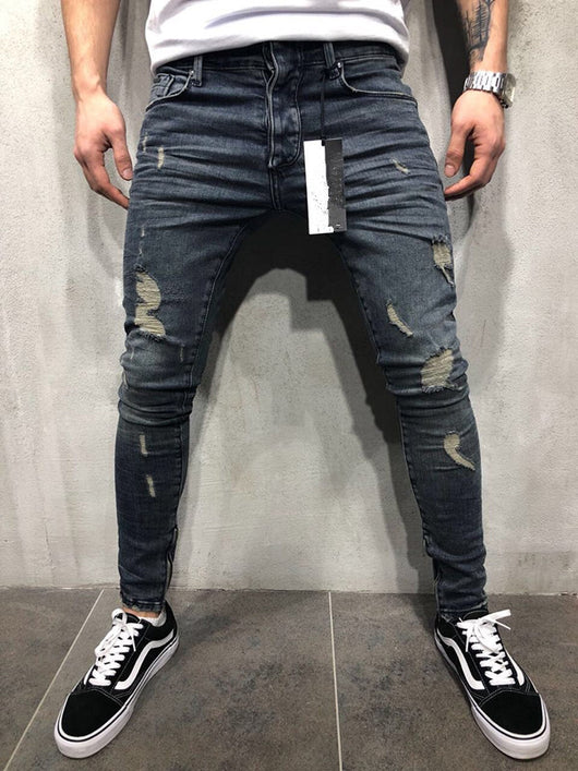 Pantalones Vaqueros Biker Slim Fit con Roturas - Talla Grande Elásticos - Image 4